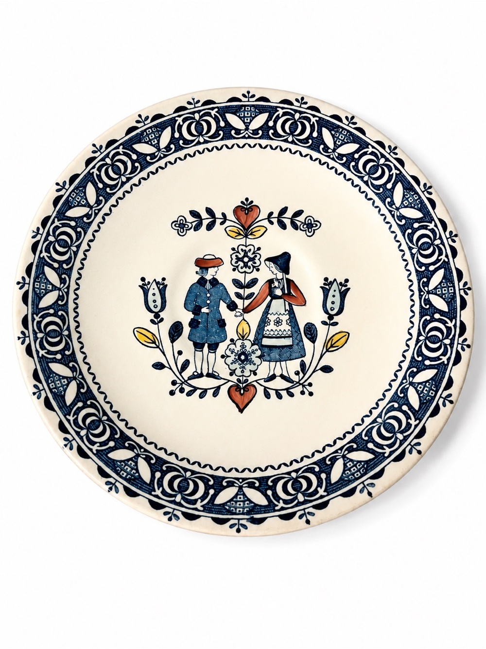 Johnson Brothers Blue, Cream and Red Folk Art Saucer